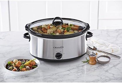 7 Quart Oval Manual Slow Cooker – Stainless Steel - Curated Catalog A8