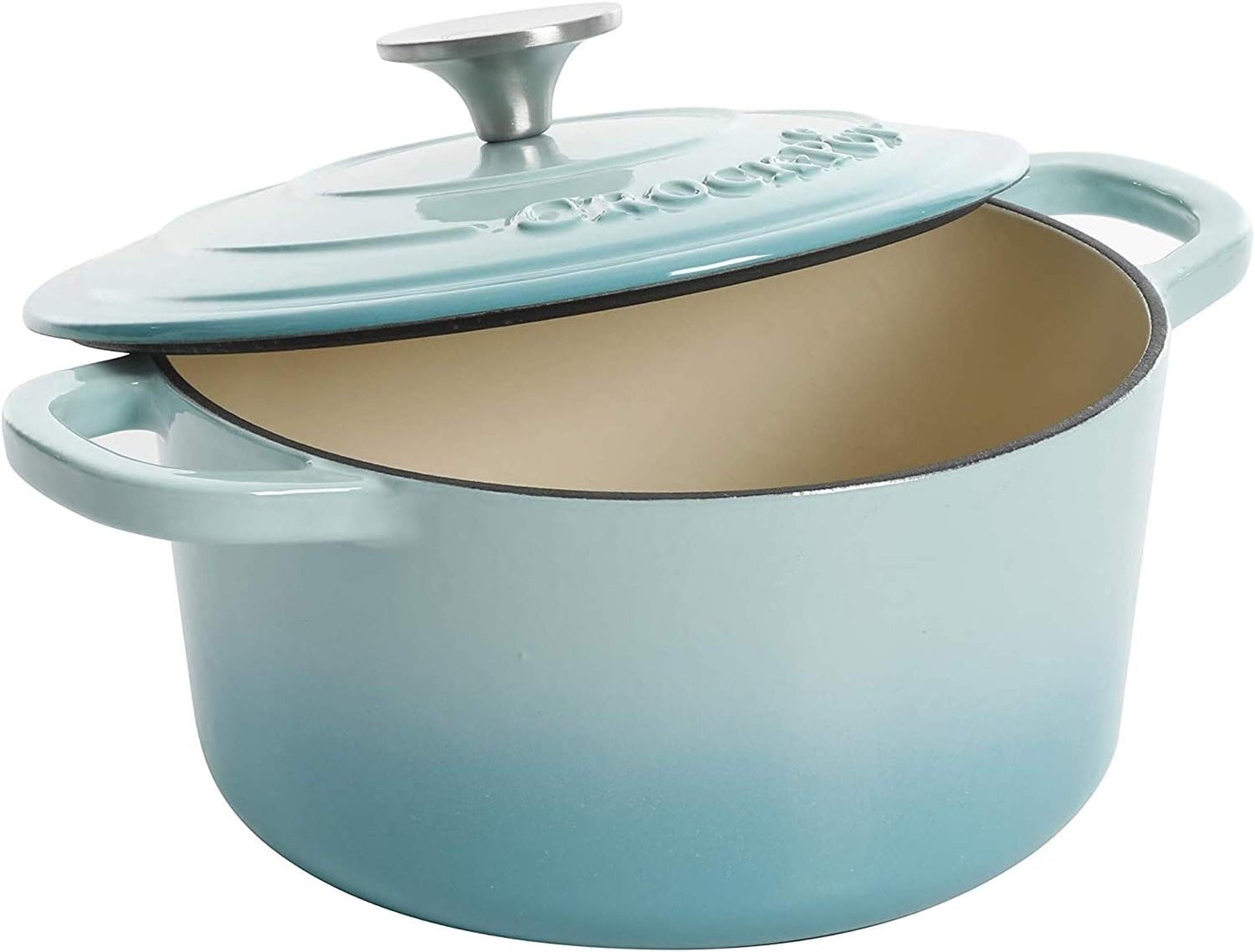 3 Quart Enameled Cast Iron Dutch Oven – Aqua - Curated Catalog Q0