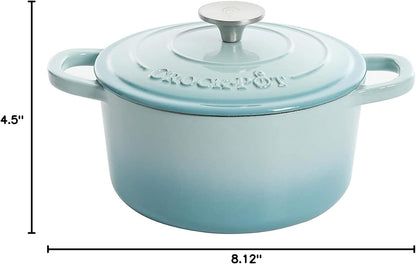 3 Quart Enameled Cast Iron Dutch Oven – Aqua - Curated Catalog Q0